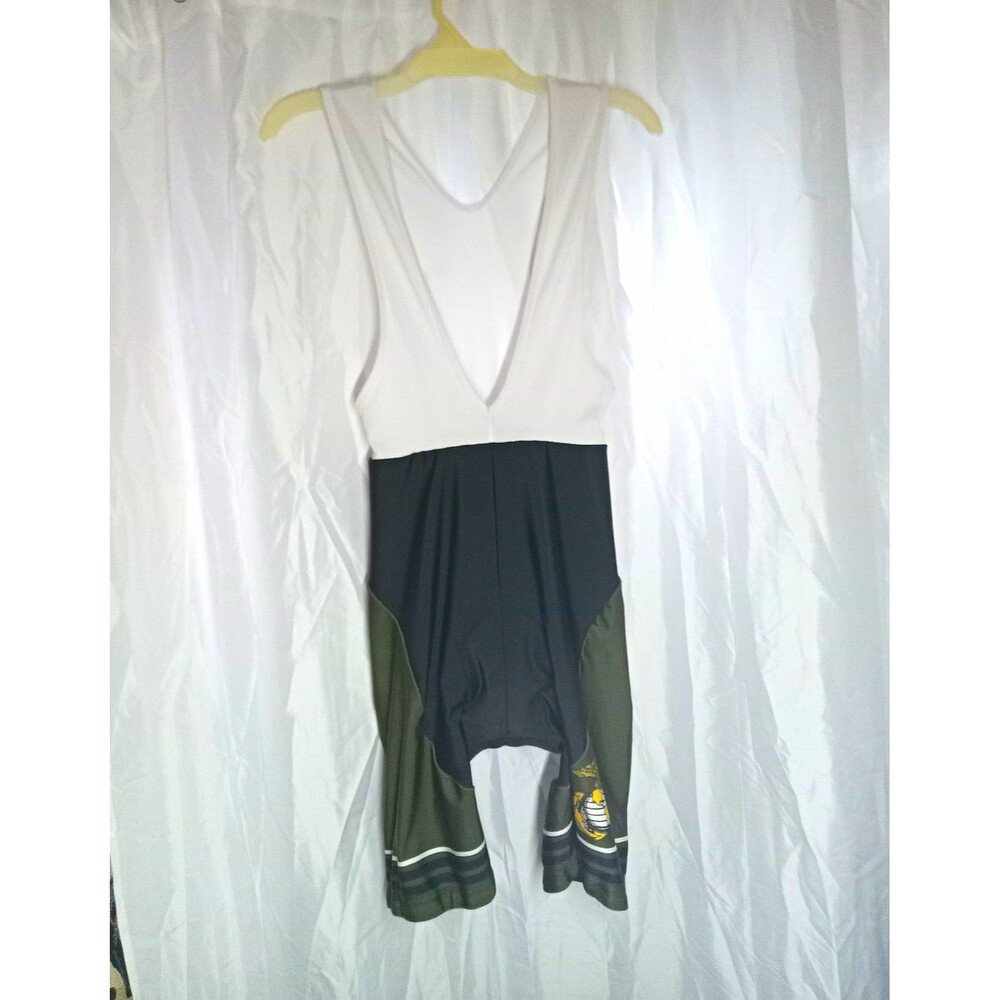 Cycling Padded Bib Shorts 3XL Regular Black/White/Green Colorblock Mesh